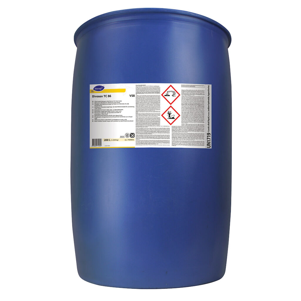 Divosan TC 86 VS8 200L - Detergente/desinfetante clorado para águas duras